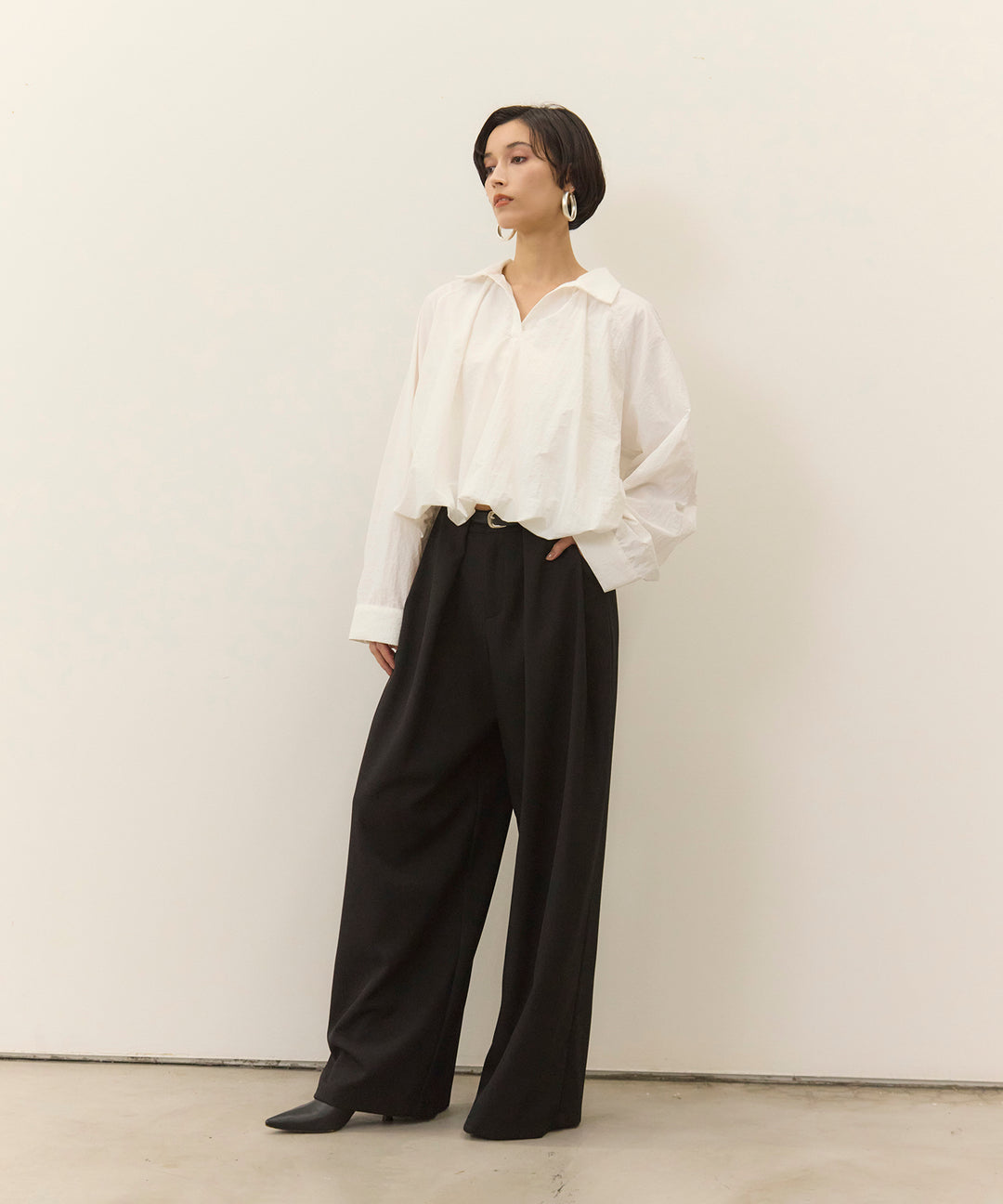 (eliuu)Wrinkle Balloon Skipper Shirt