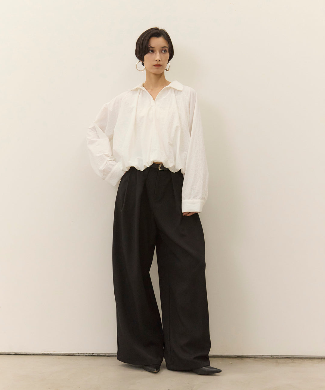 (eliuu)Wrinkle Balloon Skipper Shirt