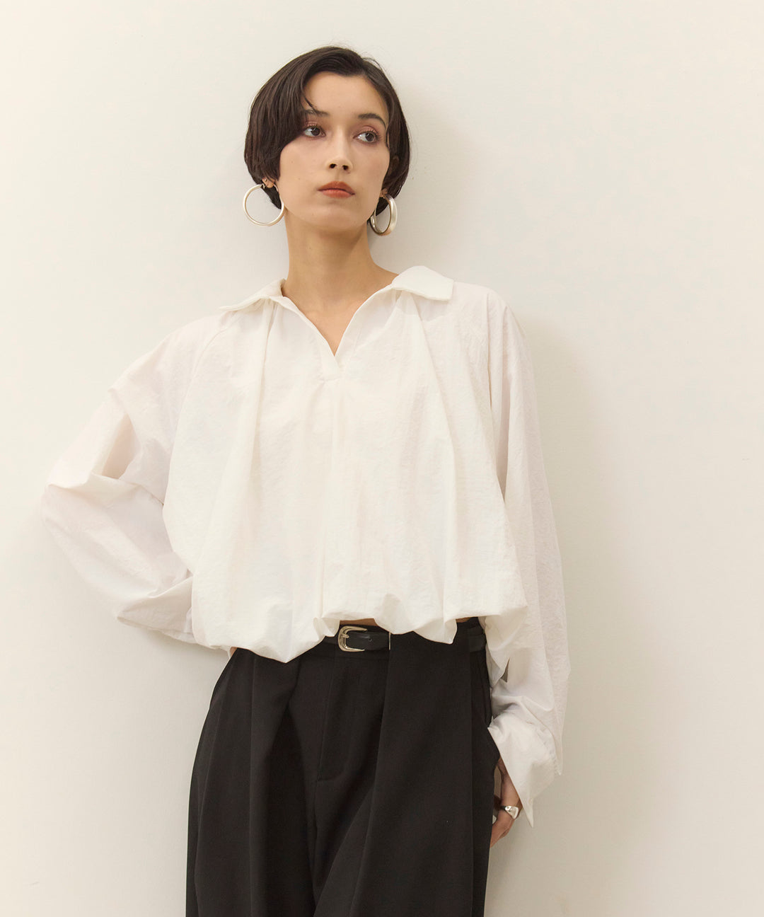 (eliuu)Wrinkle Balloon Skipper Shirt