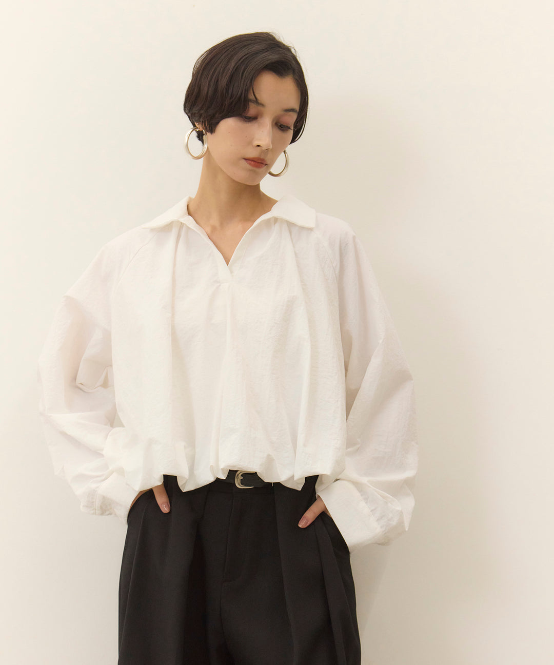 (eliuu)Wrinkle Balloon Skipper Shirt