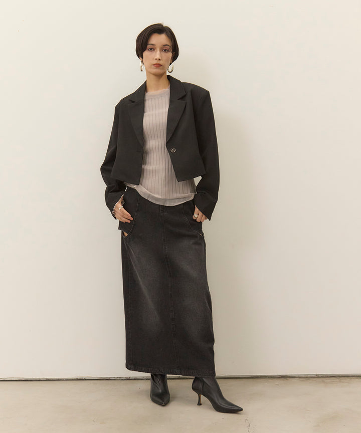 (eliuu)Twill Cropped Tailored JK