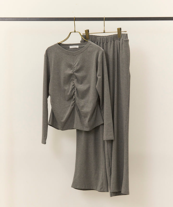 (eliuu)Shirring Cut Long Tee