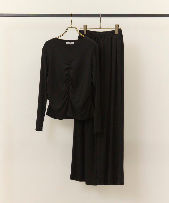[SET]Slub Color Tweed JK+Shirring Cut Long Tee+Easy Cut Pants