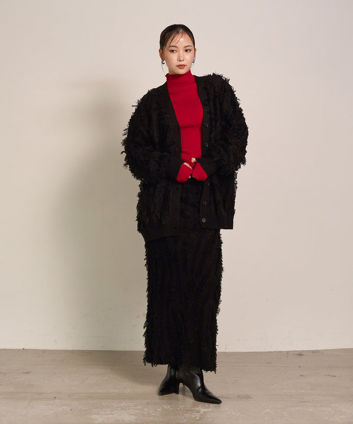 (eliuu)Pattern Fringe Knit Skirt