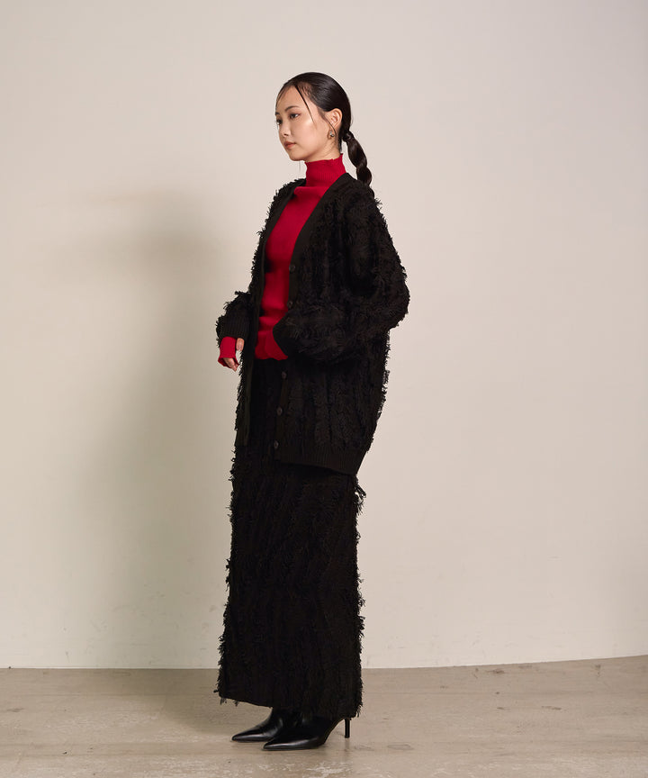 (eliuu)Pattern Fringe Knit Skirt