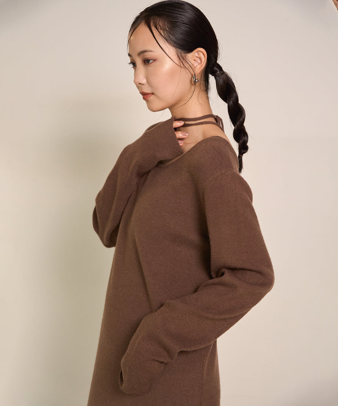 (eliuu)Soft Touch Choker Knit Onepiece