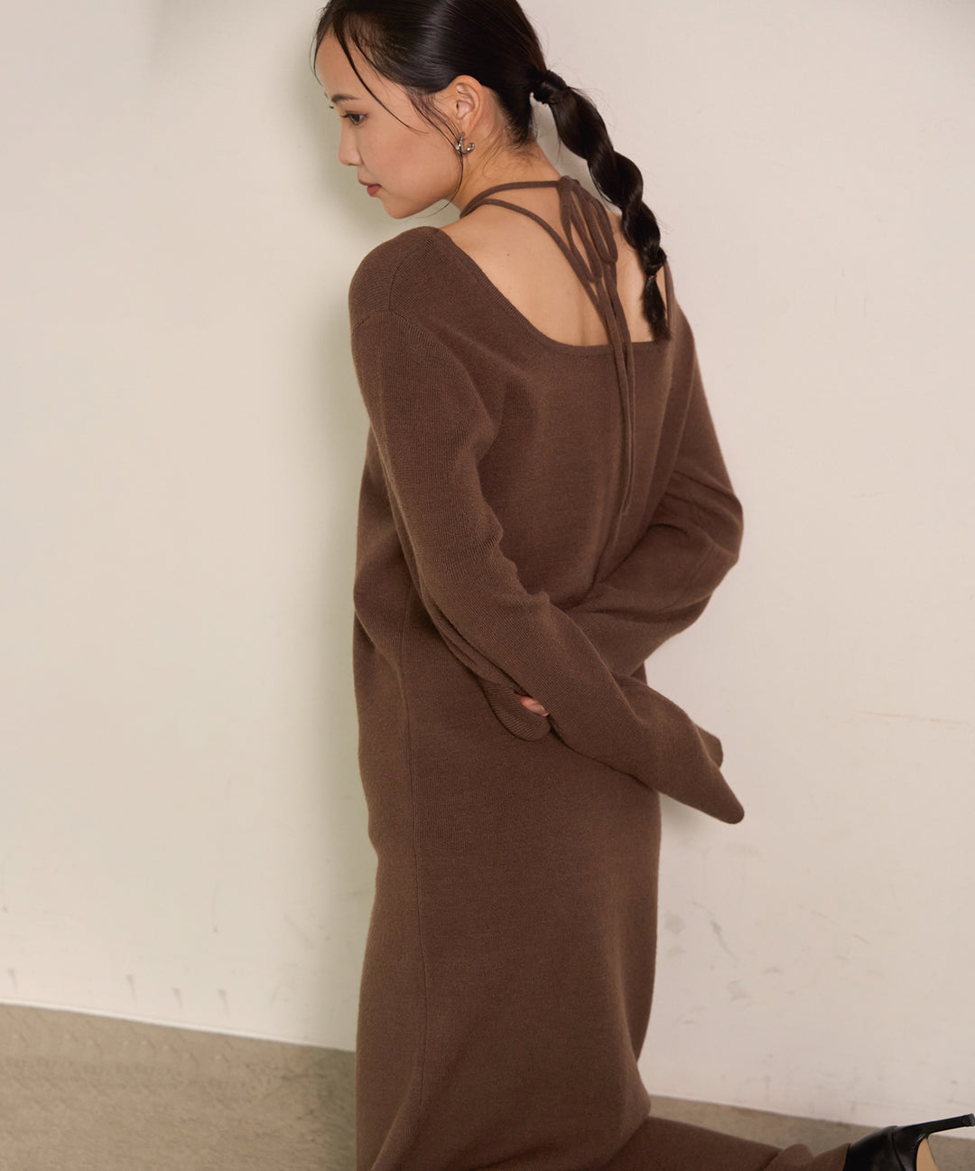 (eliuu)Soft Touch Choker Knit Onepiece