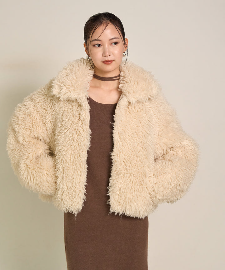 (eliuu)Poodle Fur Short Jacket