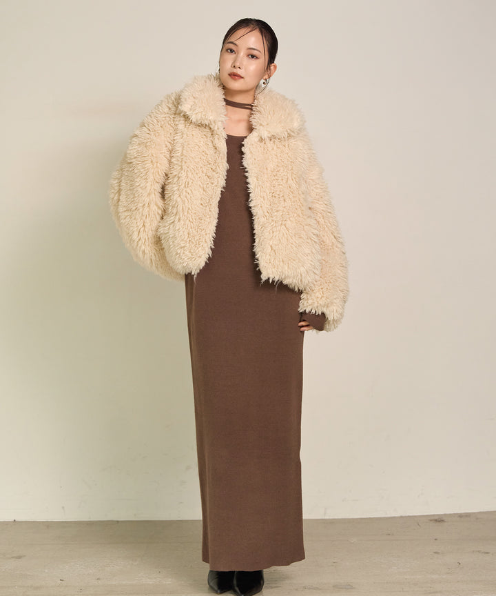 (eliuu)Poodle Fur Short Jacket