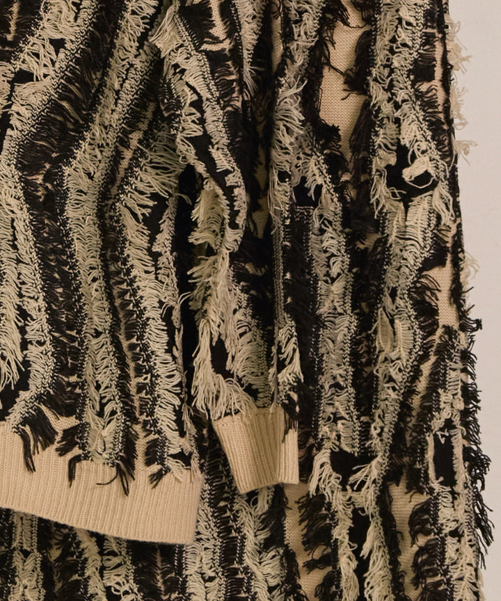 (eliuu)Pattern Fringe Knit PO