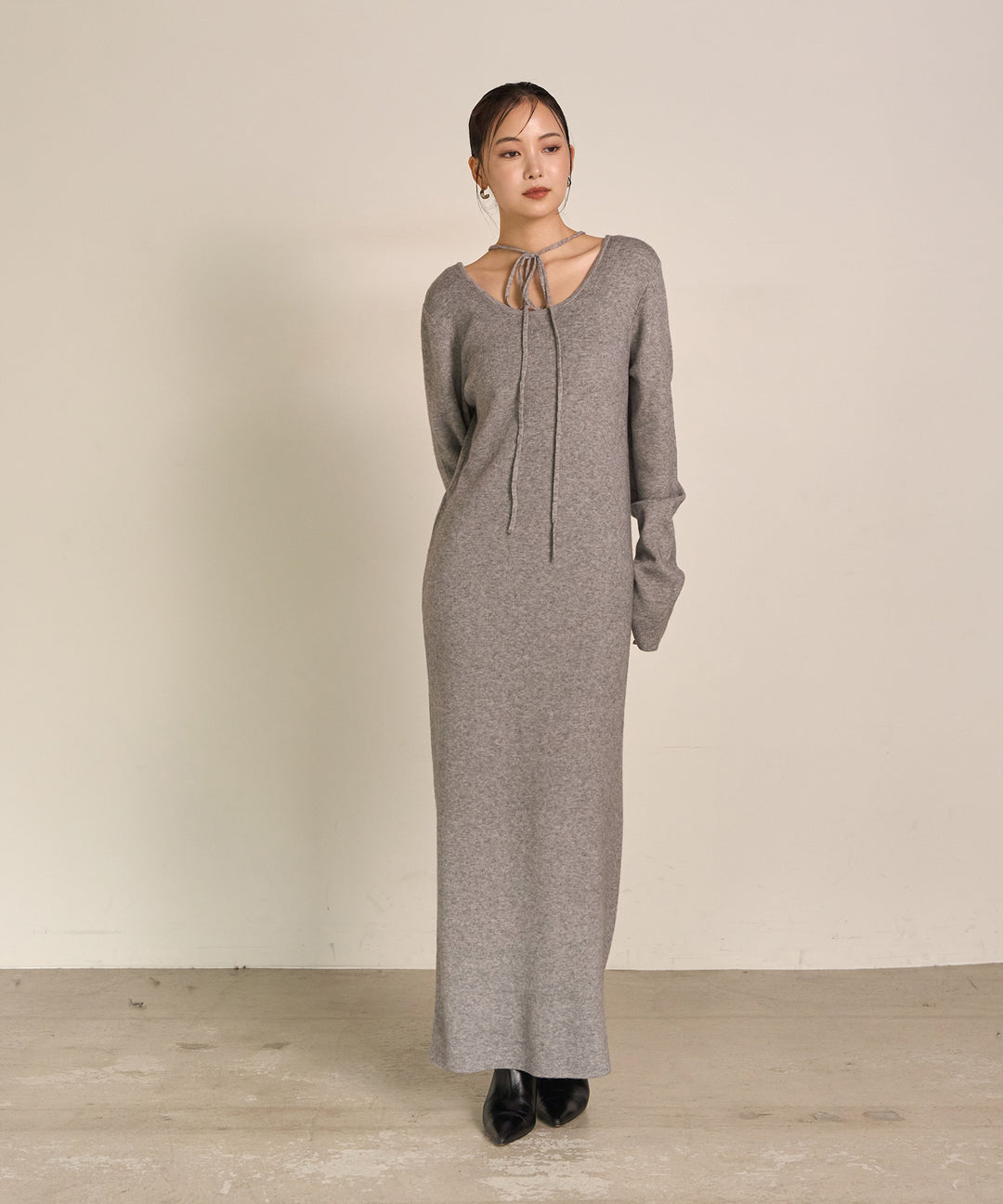 (eliuu)Soft Touch Choker Knit Onepiece