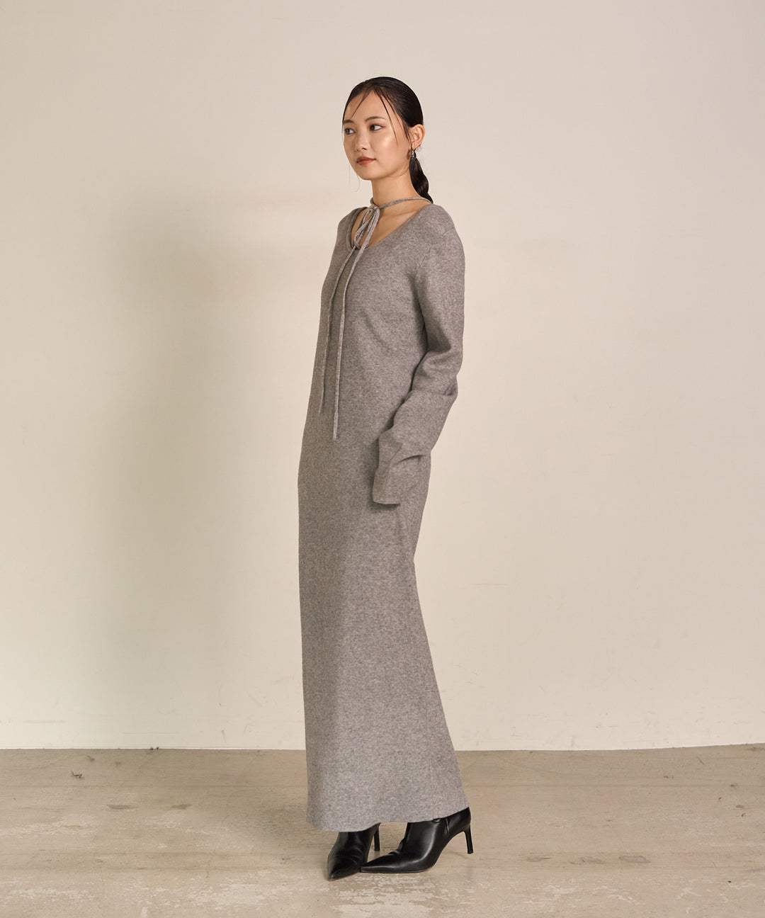 (eliuu)Soft Touch Choker Knit Onepiece