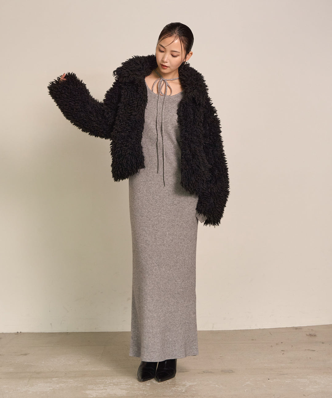(eliuu)Soft Touch Choker Knit Onepiece