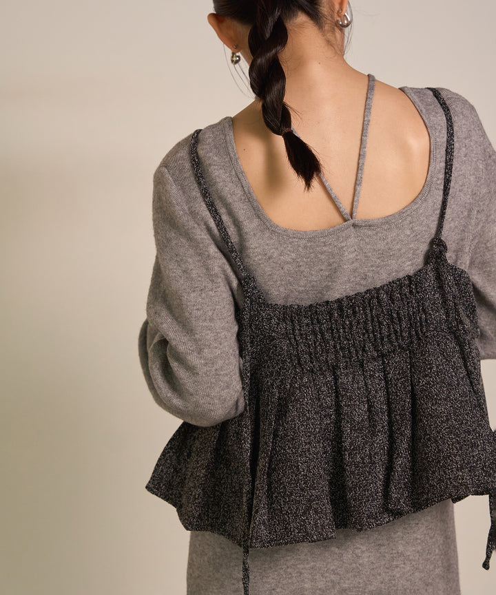 [SET]Soft Touch Choker Knit Onepiece+Pleat Tweed C/A Busrier
