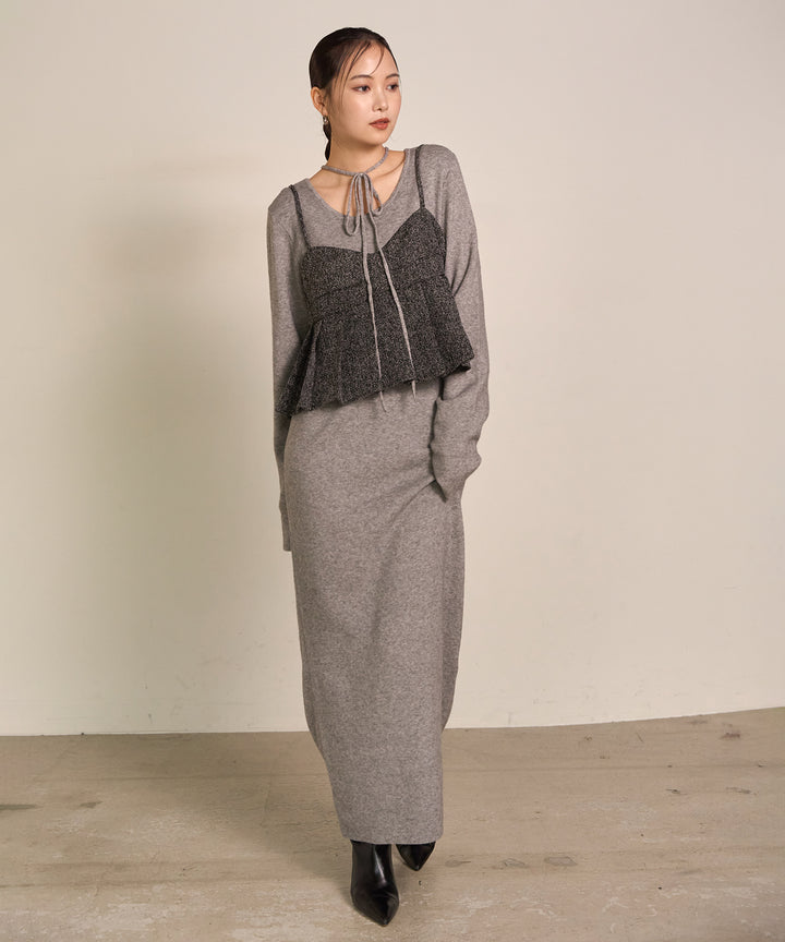(eliuu)Soft Touch Choker Knit Onepiece