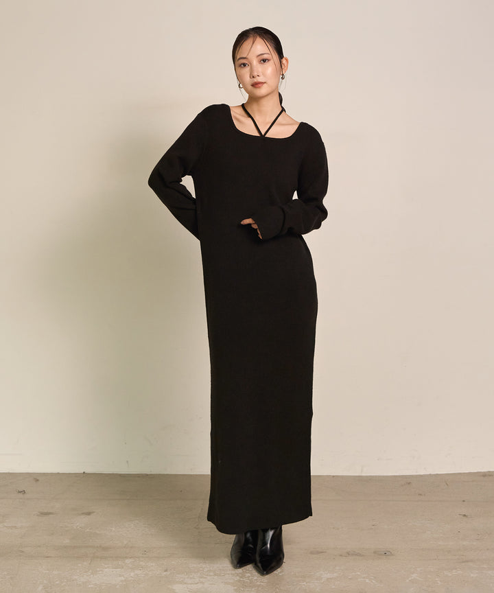 (eliuu)Soft Touch Choker Knit Onepiece