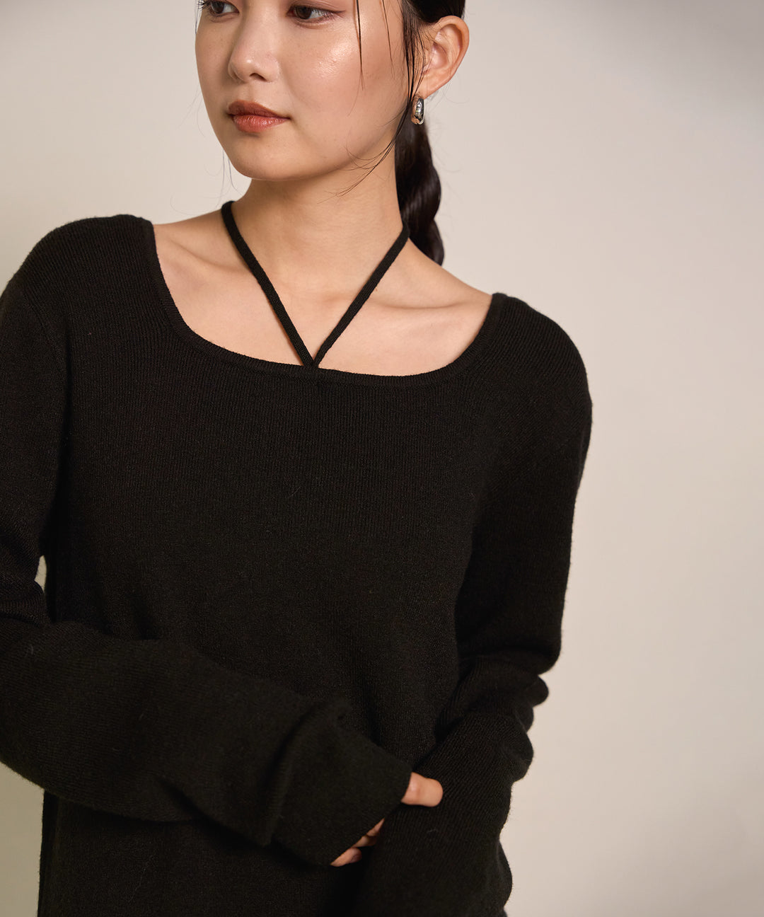 (eliuu)Soft Touch Choker Knit Onepiece