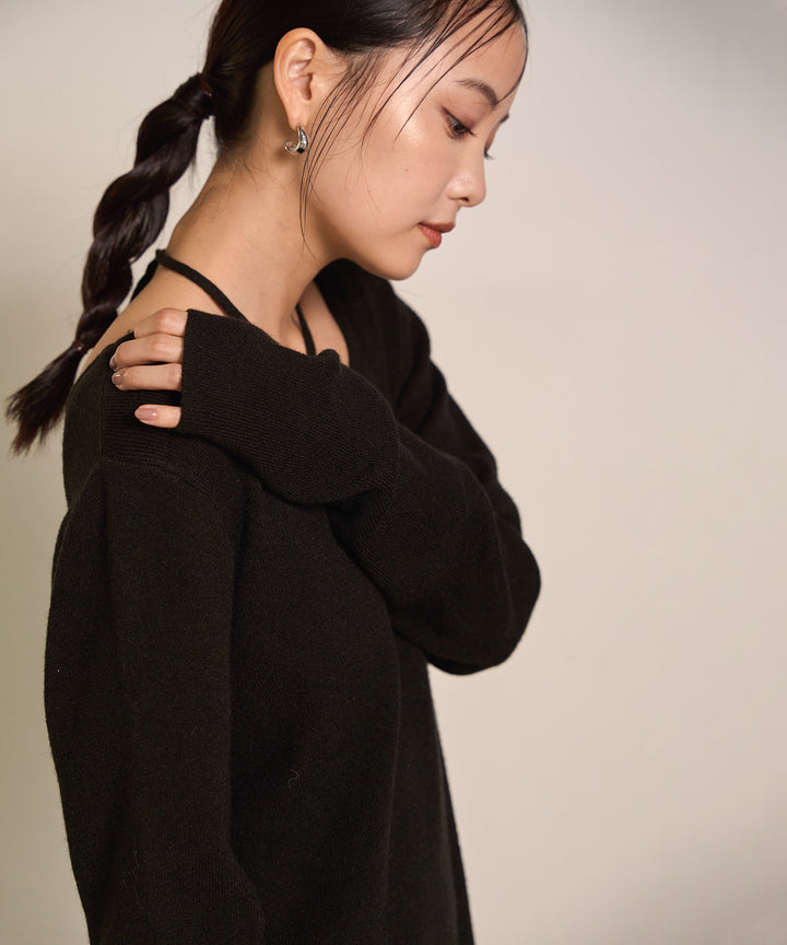 (eliuu)Soft Touch Choker Knit Onepiece