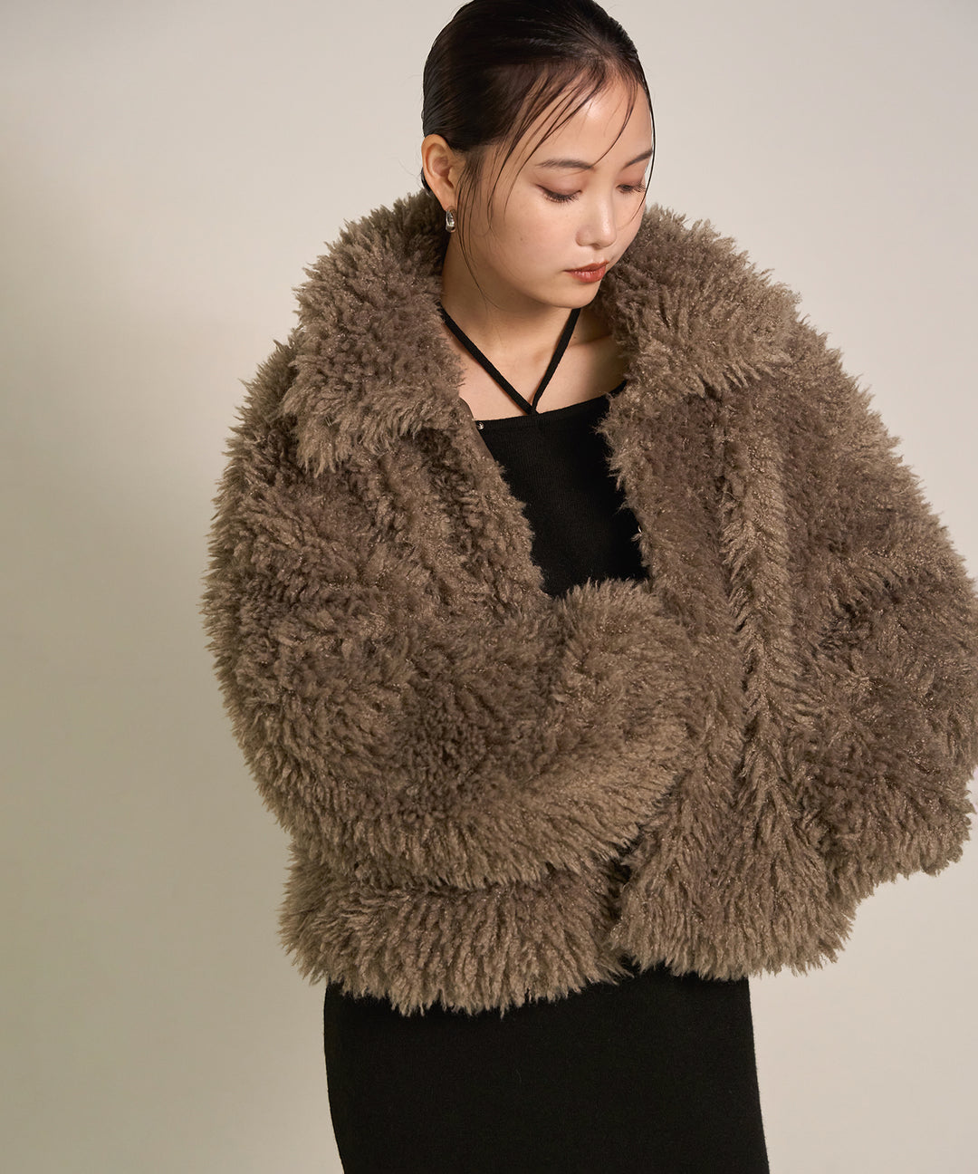 (eliuu)Poodle Fur Short Jacket