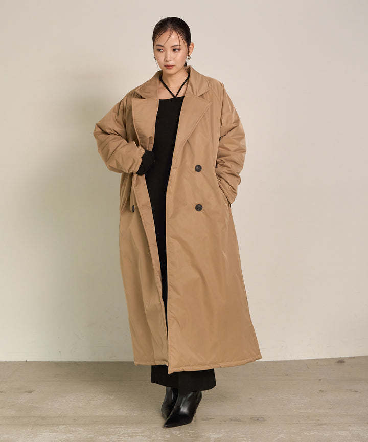 [SET]Puffer Over Coat+Soft Touch Choker Knit Onepiece