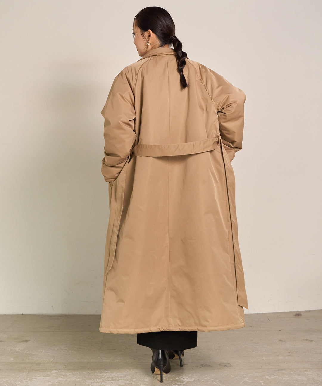 [SET]Puffer Over Coat+Soft Touch Choker Knit Onepiece