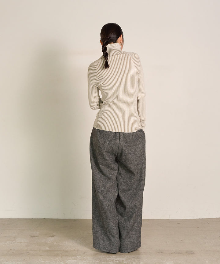 (eliuu)Tuck Tweed Slacks