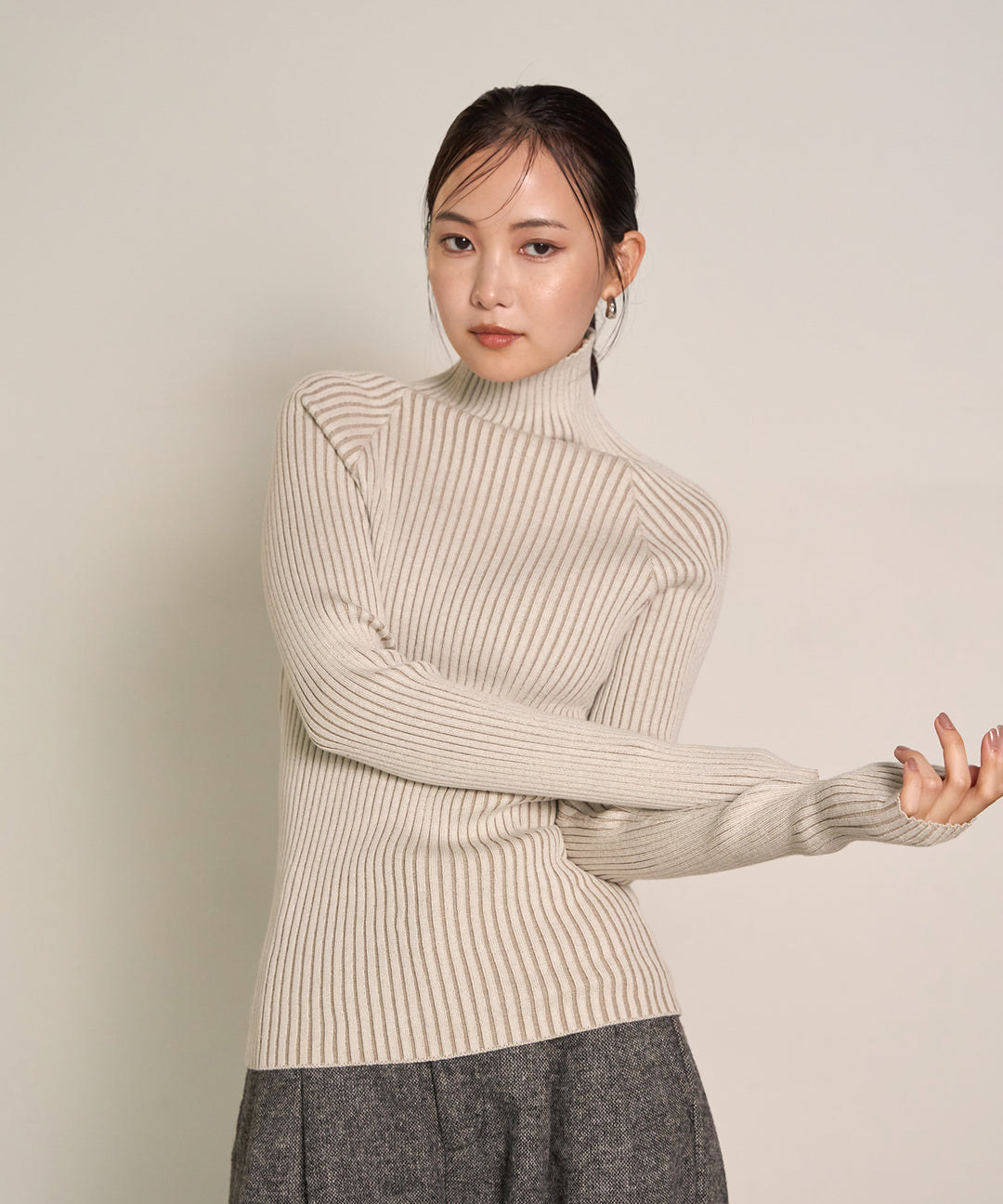 (eliuu)Plating Turtle Knit Top