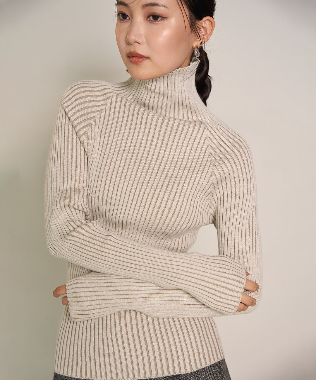 (eliuu)Plating Turtle Knit Top