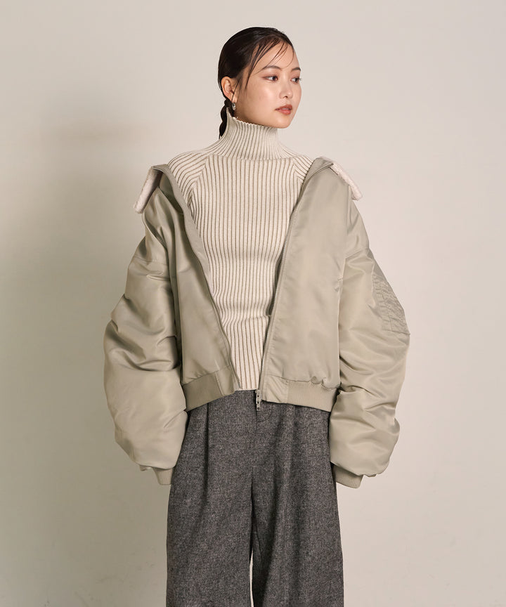 [SET] Boa Collar MA-1+Plating Turtle Knit Top(2set)