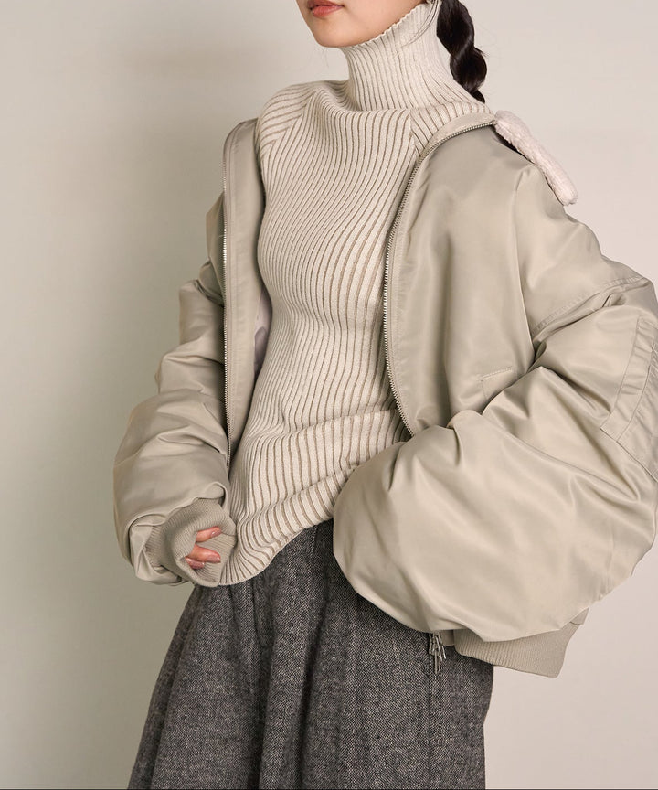 [SET] Boa Collar MA-1+Plating Turtle Knit Top(2set)
