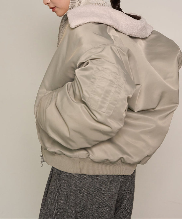 [SET] Boa Collar MA-1+Plating Turtle Knit Top(2set)