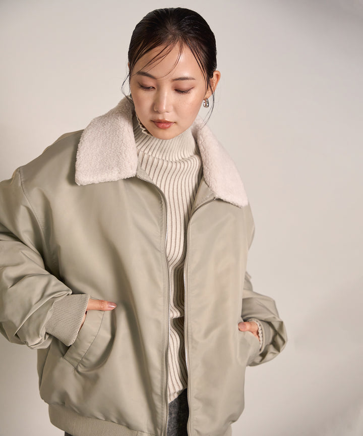 [SET] Boa Collar MA-1+Plating Turtle Knit Top(2set)