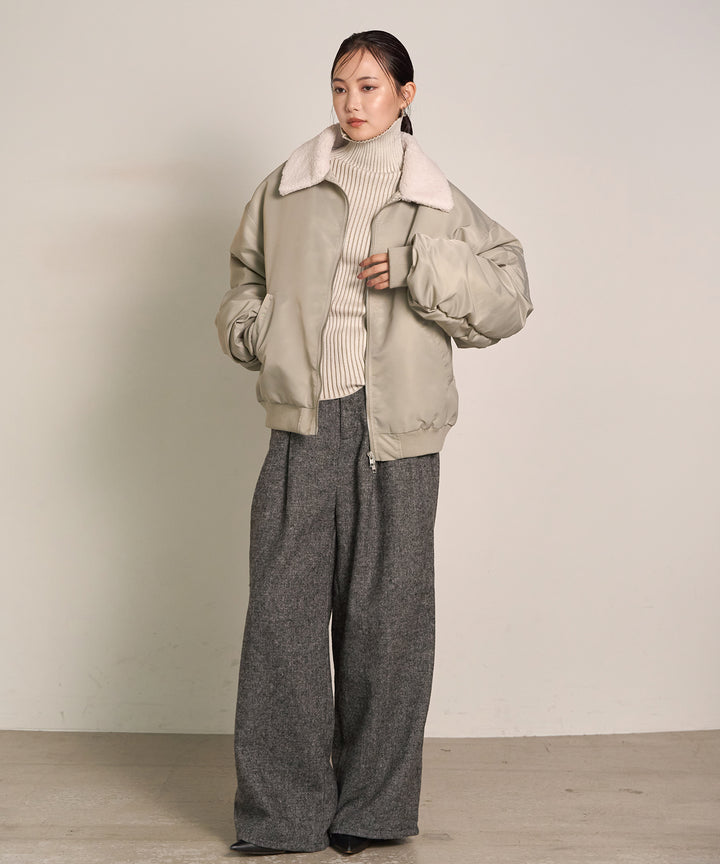 [SET] Boa Collar MA-1+Plating Turtle Knit Top(2set)