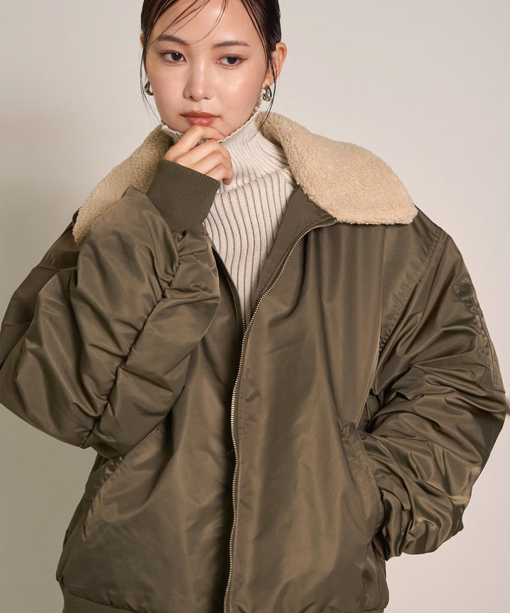 [SET] Boa Collar MA-1+Plating Turtle Knit Top(2set)