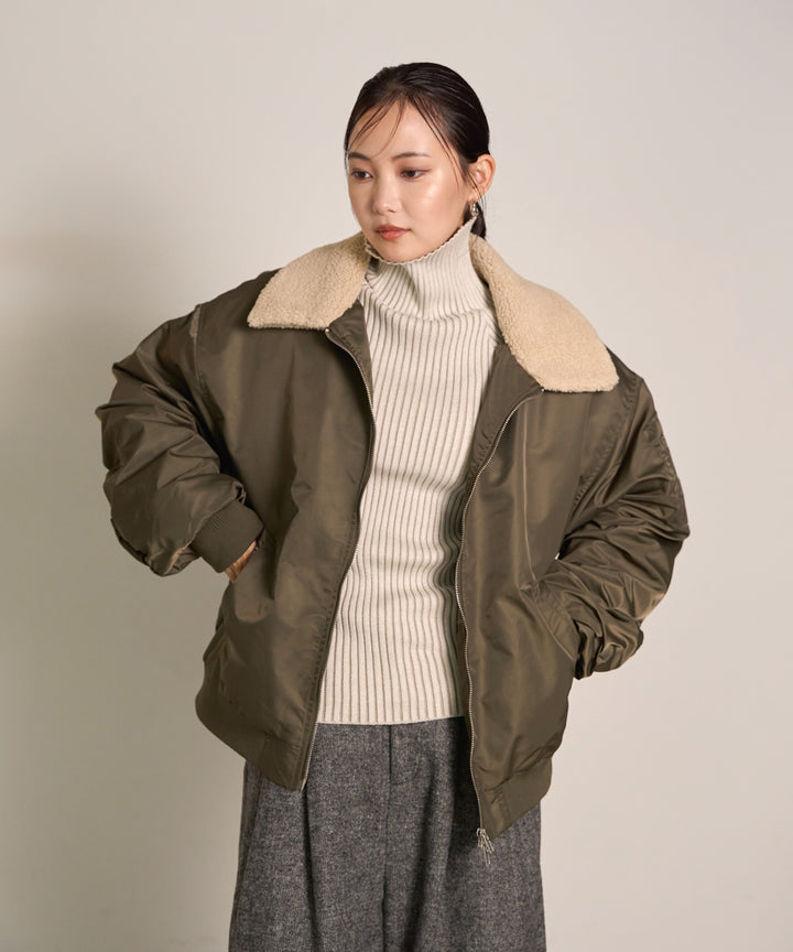 [SET] Boa Collar MA-1+Plating Turtle Knit Top(2set)