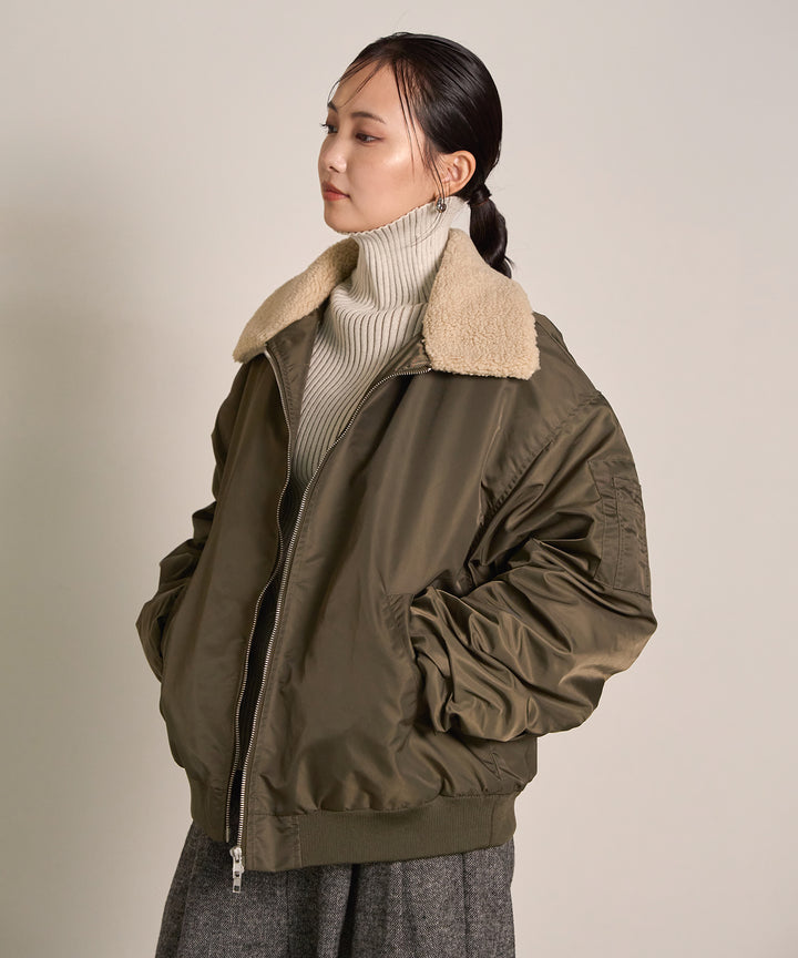 [SET] Boa Collar MA-1+Plating Turtle Knit Top(2set)