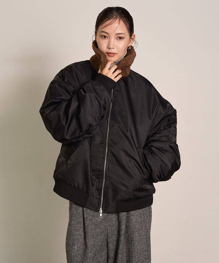 [SET] Boa Collar MA-1+Plating Turtle Knit Top(2set)