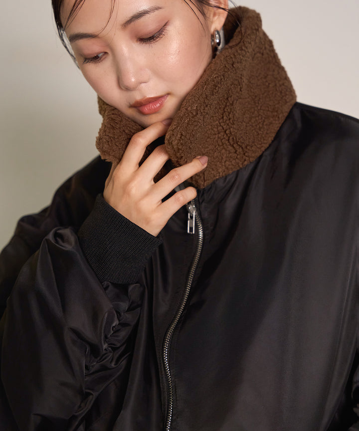 [SET] Boa Collar MA-1+Plating Turtle Knit Top(2set)