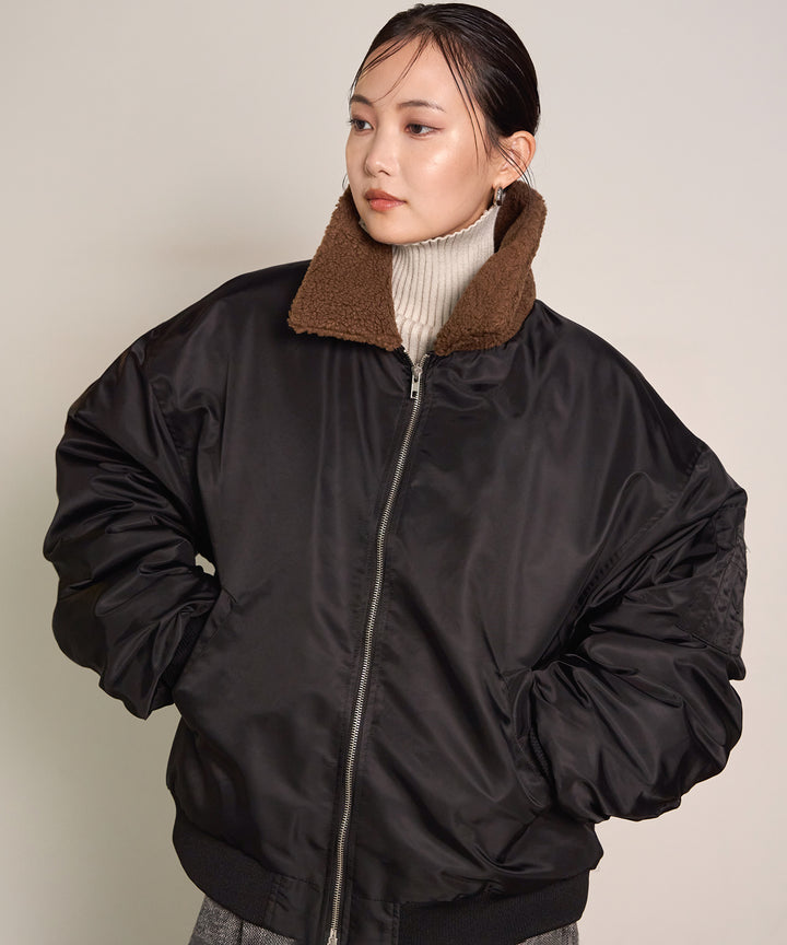 [SET] Boa Collar MA-1+Plating Turtle Knit Top(2set)