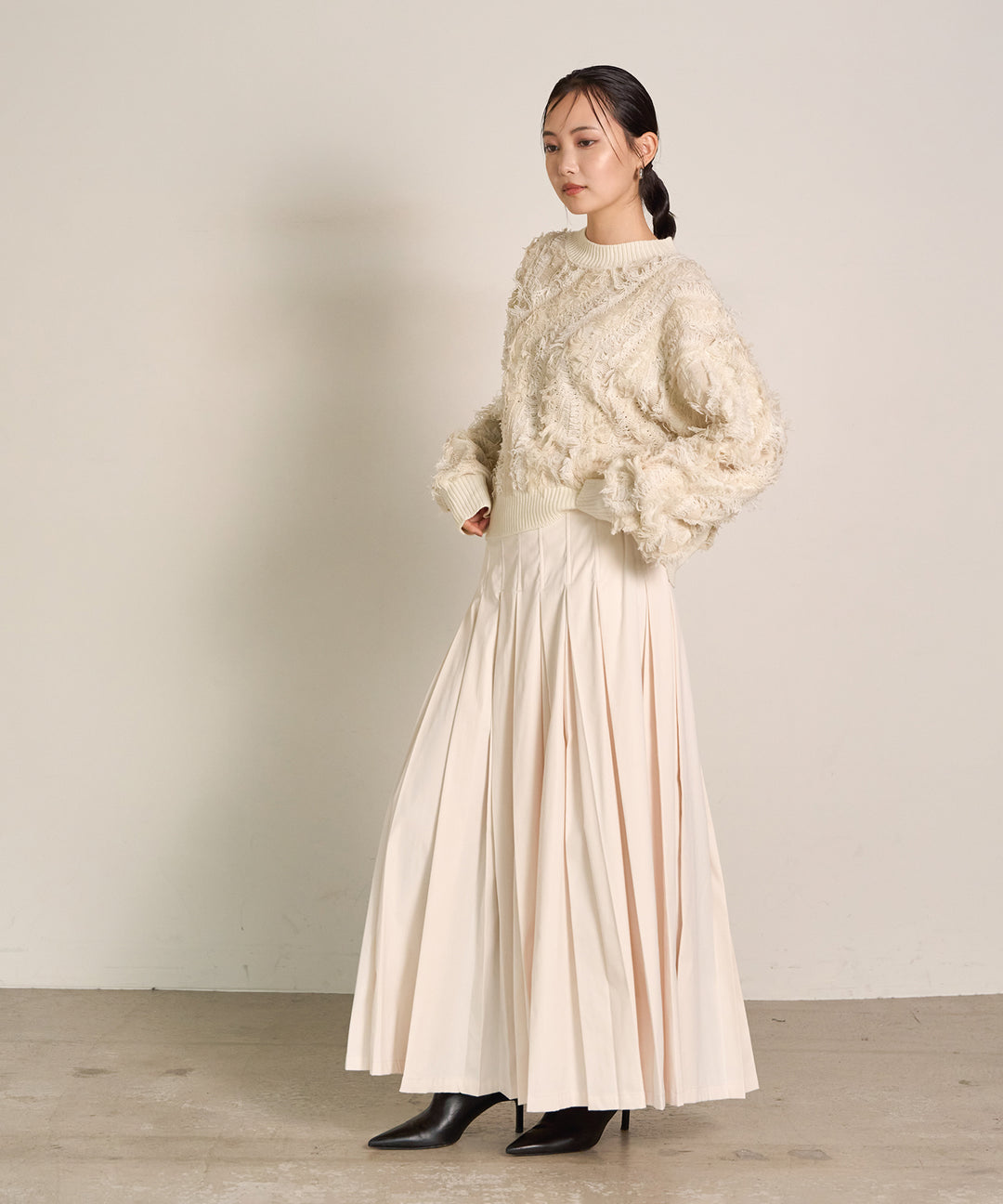 (eliuu)Pattern Fringe Knit PO