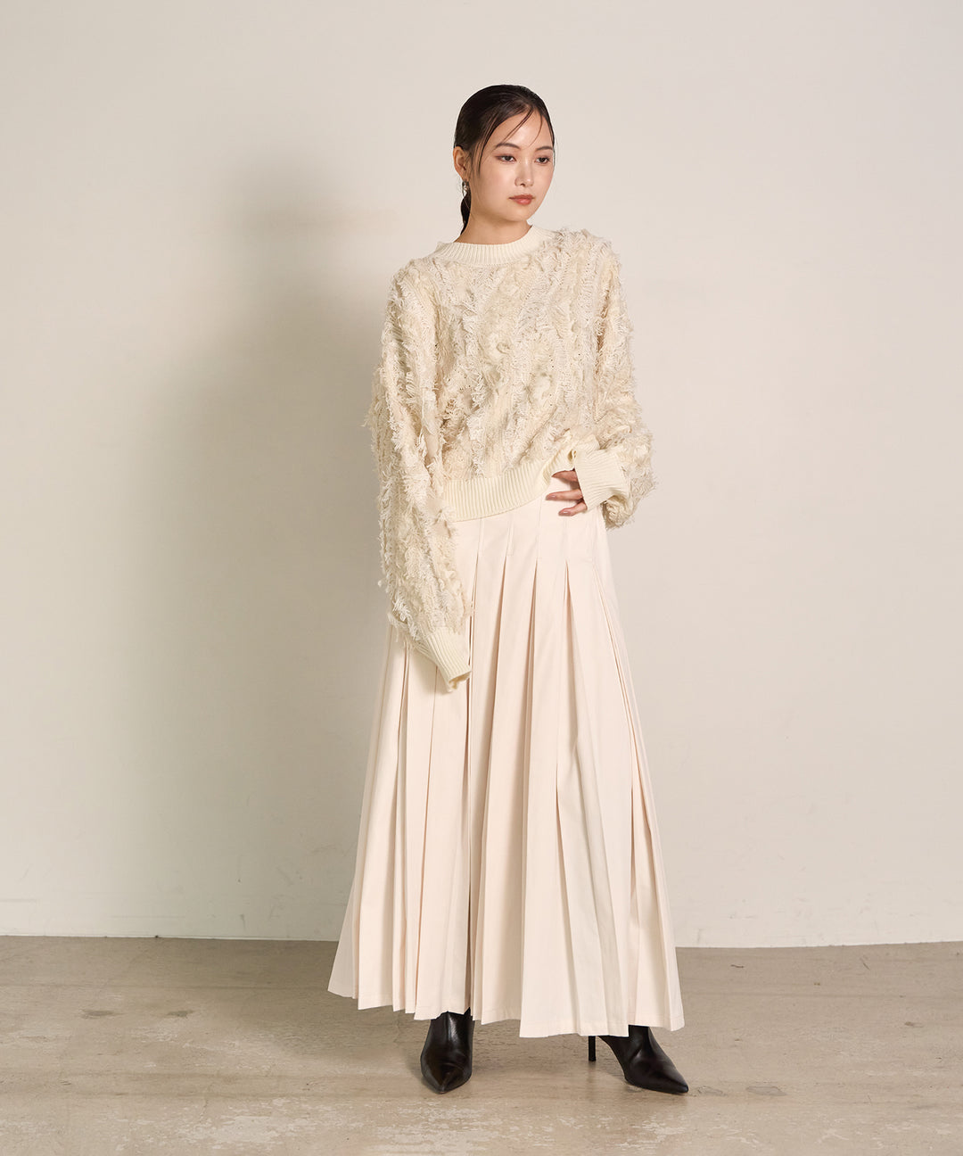 (eliuu)Pattern Fringe Knit PO