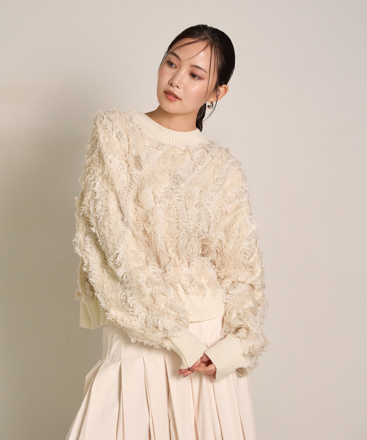 (eliuu)Pattern Fringe Knit PO