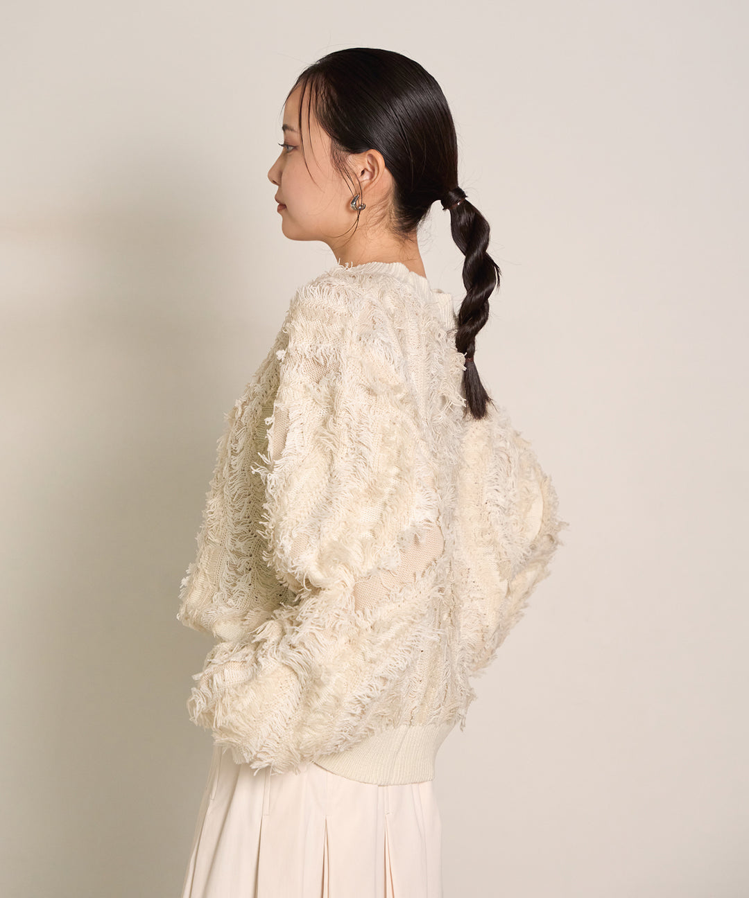 (eliuu)Pattern Fringe Knit PO