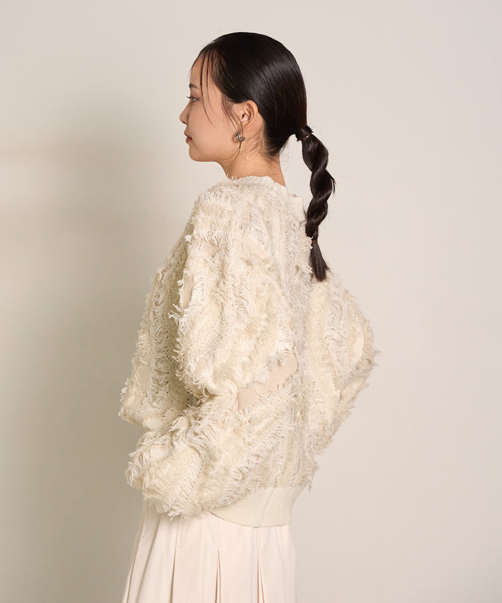 (eliuu)Pattern Fringe Knit PO