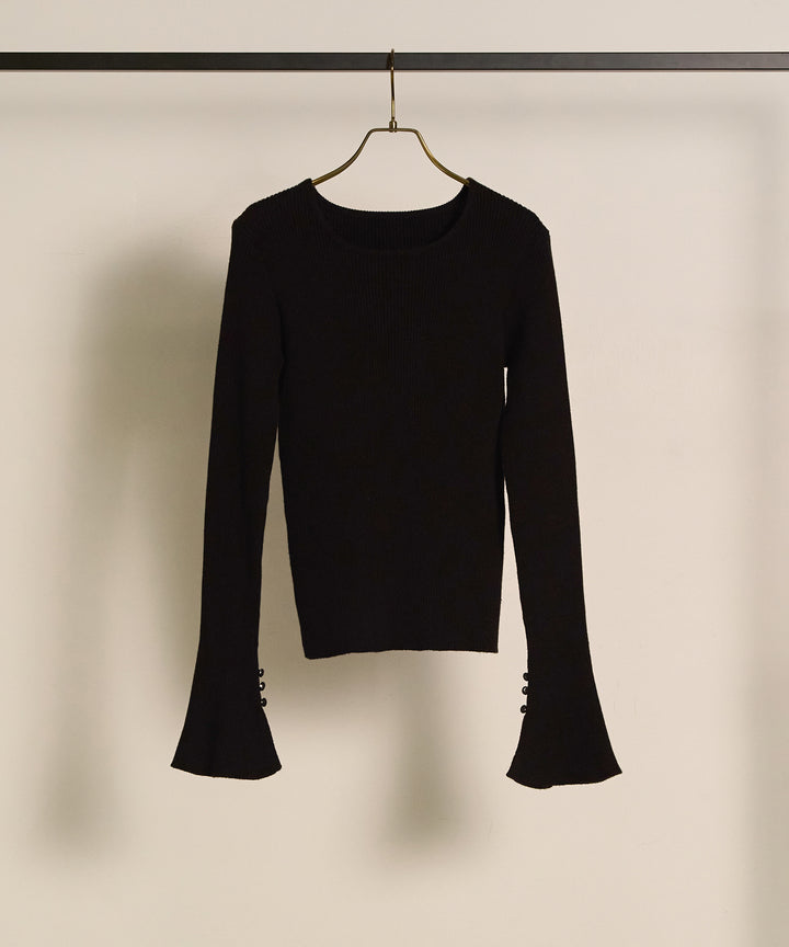 (eliuu)Smooth Soft Flare Sleeve Top
