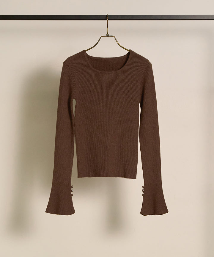 (eliuu)Smooth Soft Flare Sleeve Top