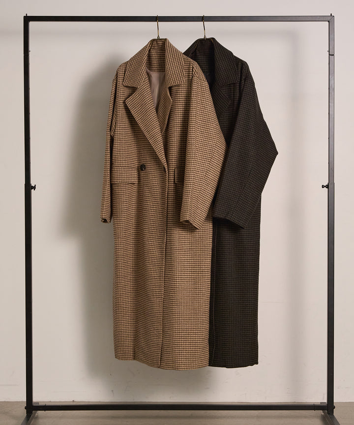 (eliuu)Double Chester Check Coat