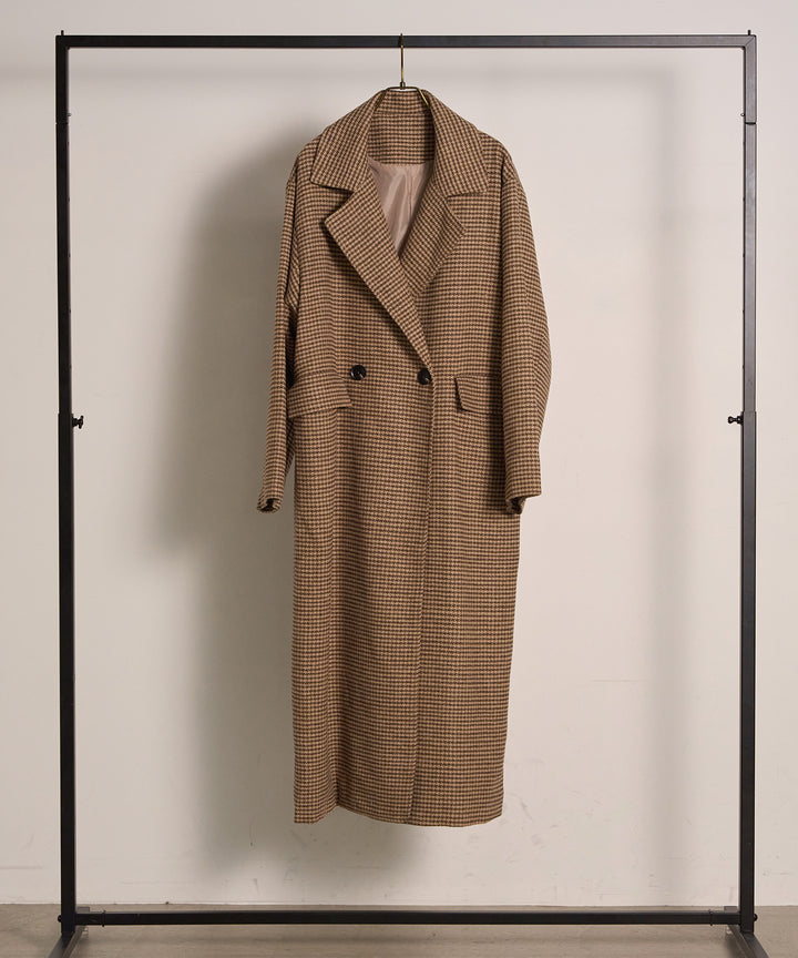 (eliuu)Double Chester Check Coat