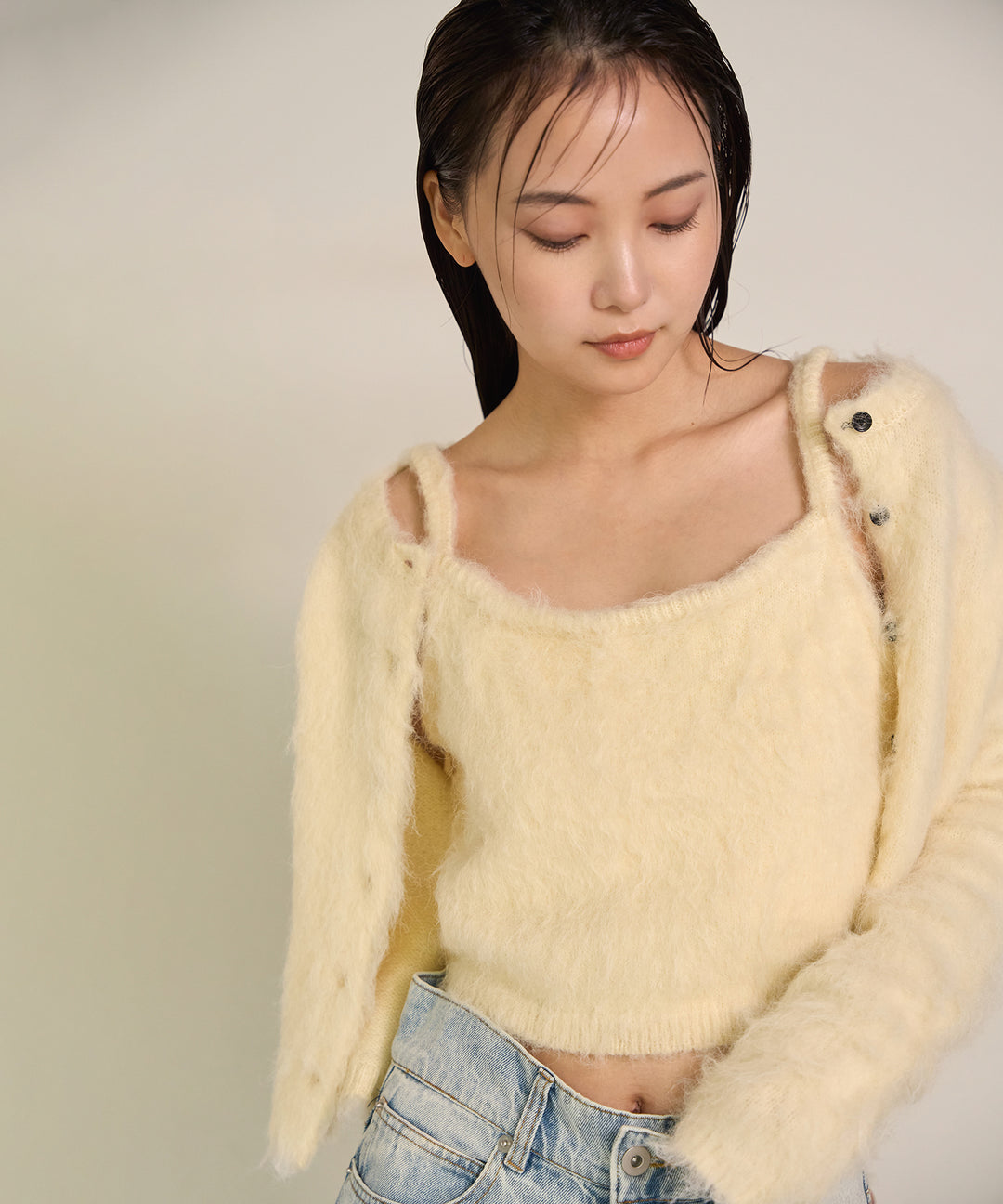 (eliuu)Brush Knit Bustier