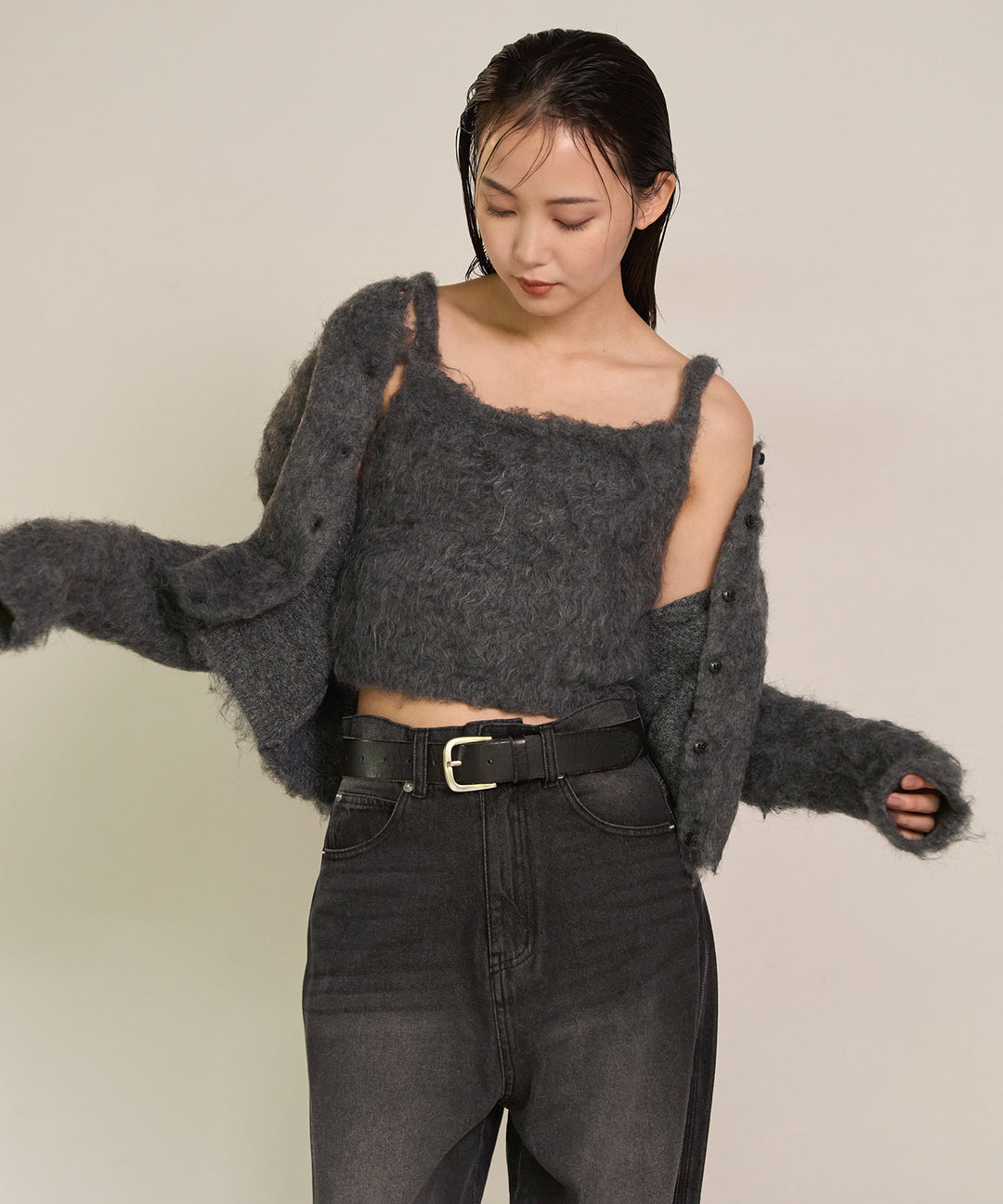 (eliuu)Brush Knit Bustier